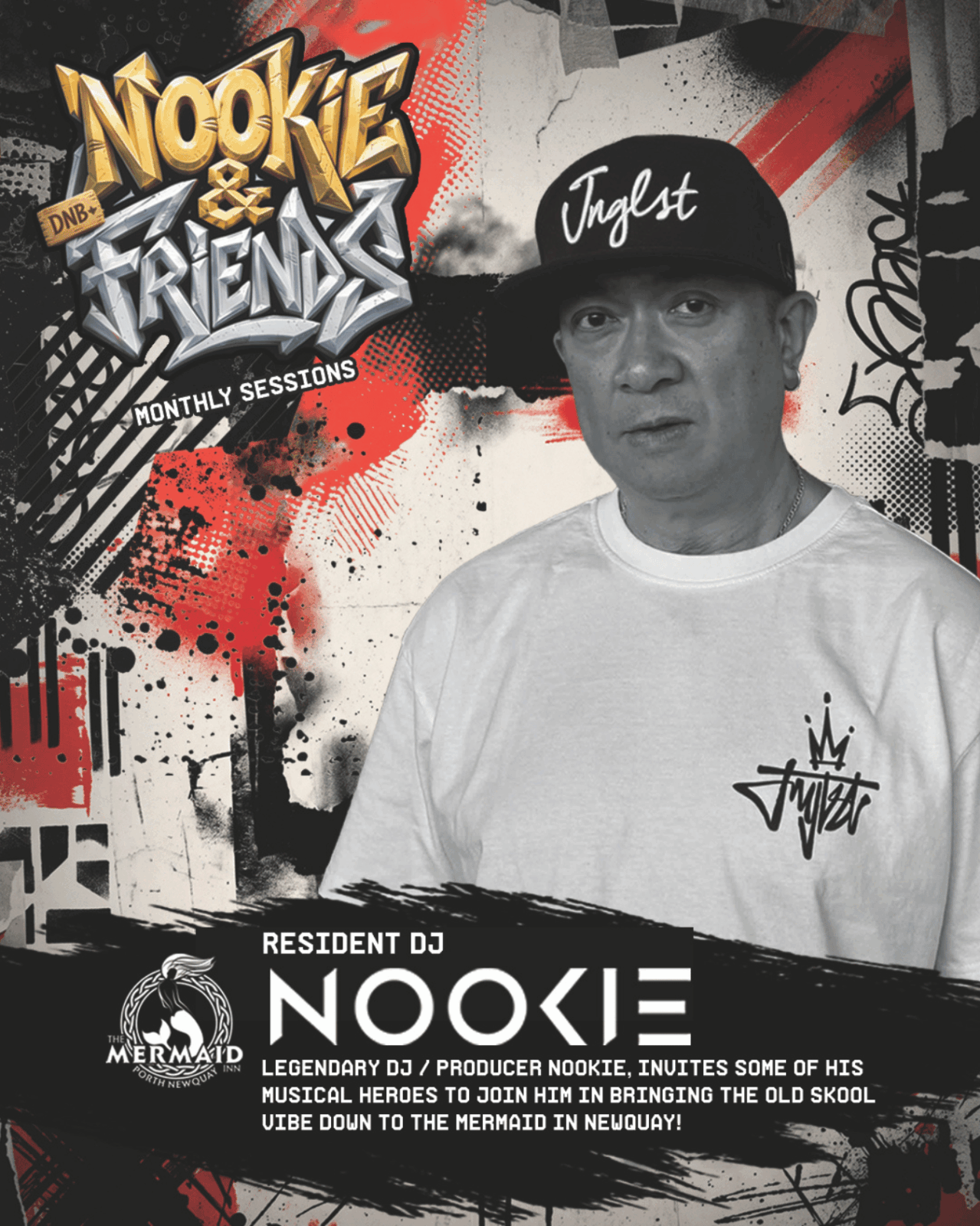 Resident DJ Nookie for the Nookie & Friends monthly sessions at The Mermaid Inn, Newquay