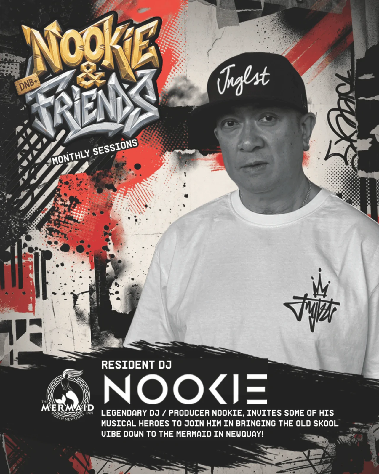 Resident DJ Nookie for the Nookie & Friends monthly sessions at The Mermaid Inn, Newquay